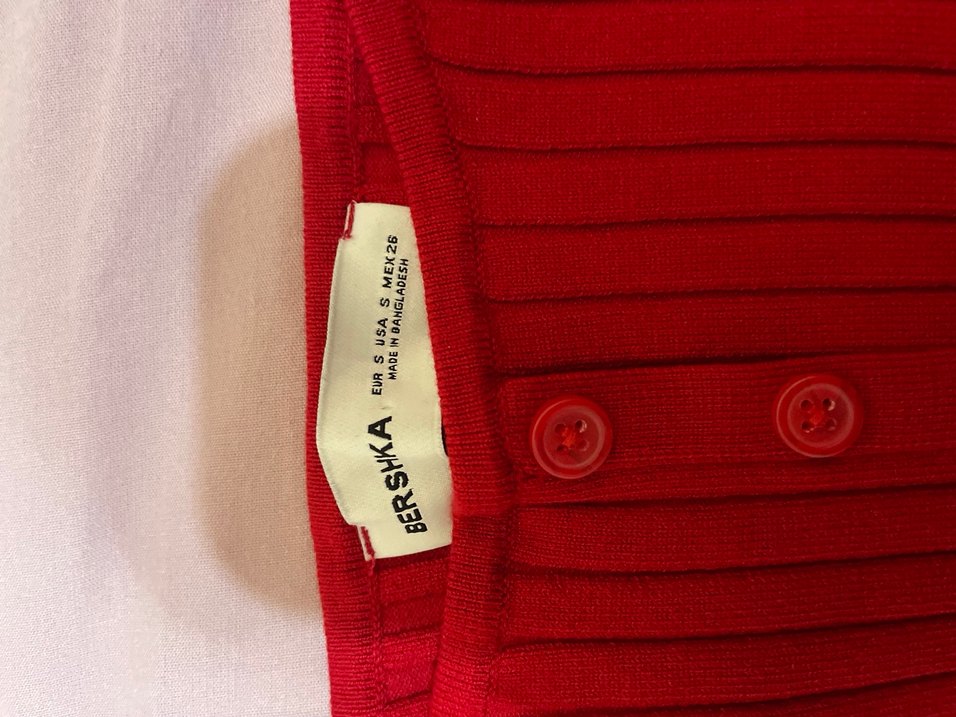 Düğmeli Kırmızı Uzun Kollu Crop Top - Görsel 5