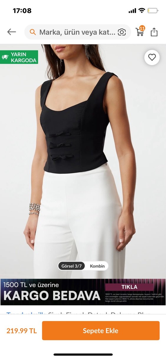 Siyah Fiyonk detaylı dokuma bluz - Görsel 2