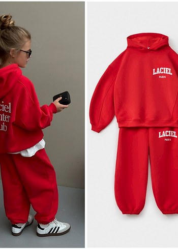 Laciel Paris Kırmızı Kapşonlu Takım