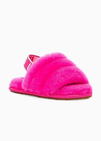 31 Beden UGG çocuk Pembe Polar Terlik Velcro Bantlı