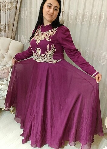 44 Beden pembe Renk Pınar Şems Tesettür Abiye Elbise