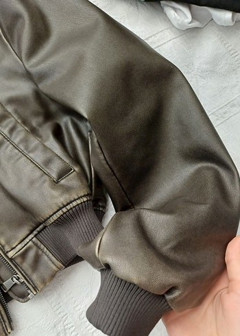 Pull&Bear Vintage Bomber Deri Ceket - Görsel 2