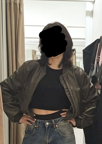Pull&Bear Vintage Bomber Deri Ceket - Görsel 3