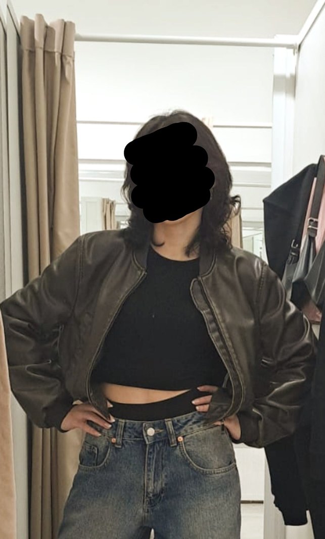 Pull&Bear Vintage Bomber Deri Ceket - Görsel 3