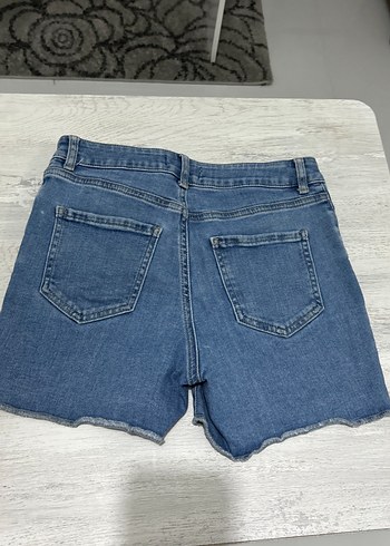 Kadın Mavi Bol Kesim Mini Denim Şort - Görsel 3