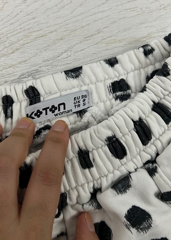 Kadın Beyaz Puantiyeli eşofman altı - Görsel 3