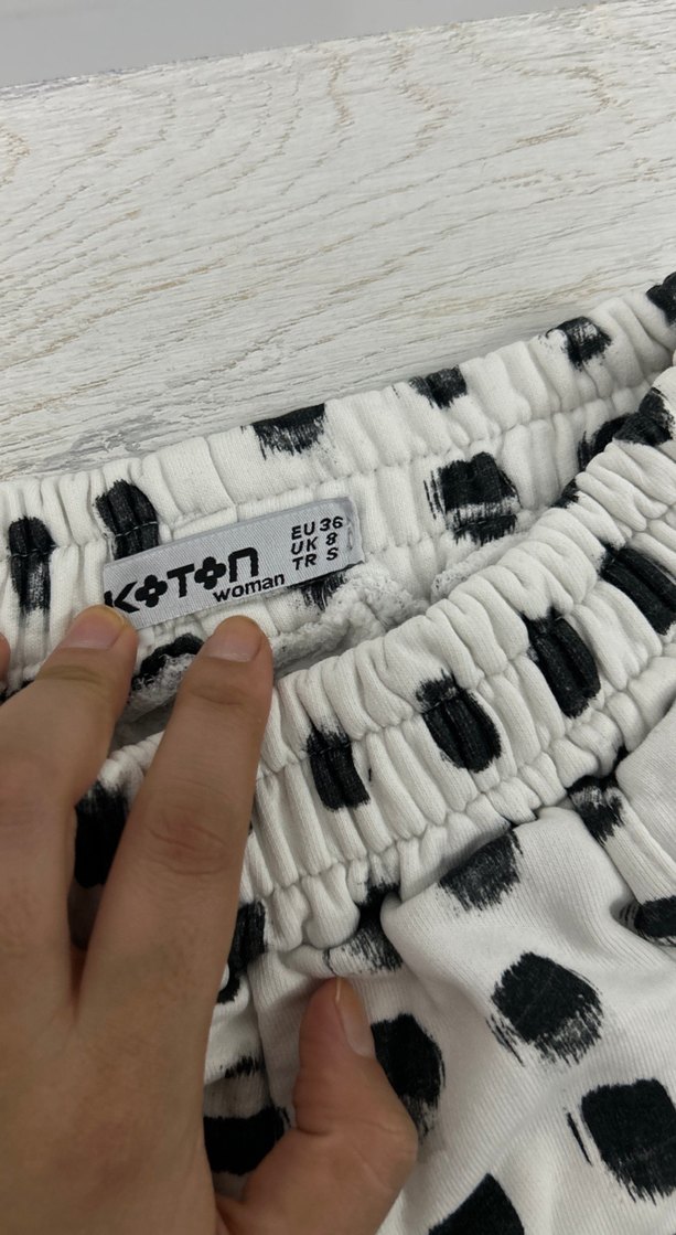 Kadın Beyaz Puantiyeli eşofman altı - Görsel 3