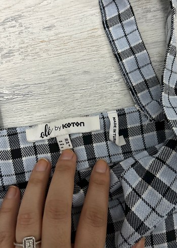 Ekose Desenli Mini Askılı Elbise - Görsel 2