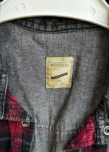 Defacto Bordo Ekose Denim Kadın Gömlek