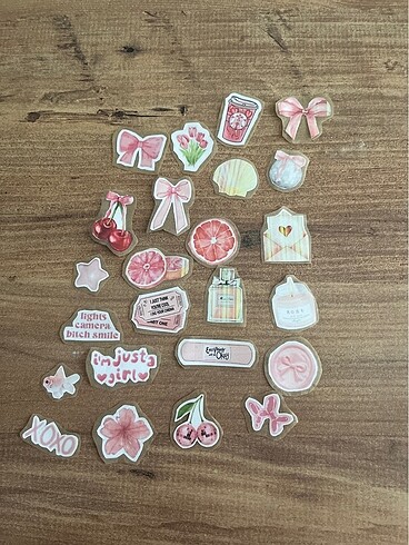  Pembe temalı sticker seti