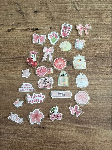  Beden Pembe temalı sticker seti