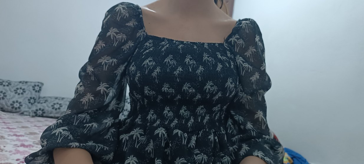 Siyah Uzun Bohem Robalı Kadın Elbise - Görsel 2