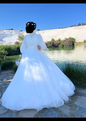 Uzun Kollu Prenses Gelinlik - Görsel 2