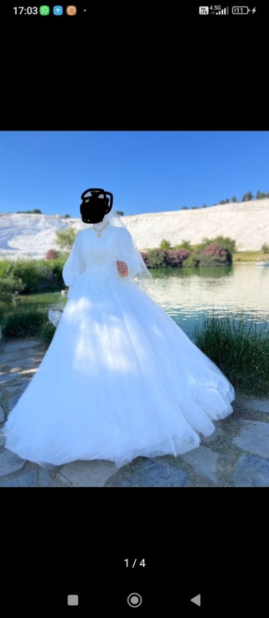 Uzun Kollu Prenses Gelinlik - Görsel 2