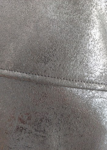 ZARA Metalik Gri Biker Nubuk Ceket Kadın - Görsel 7