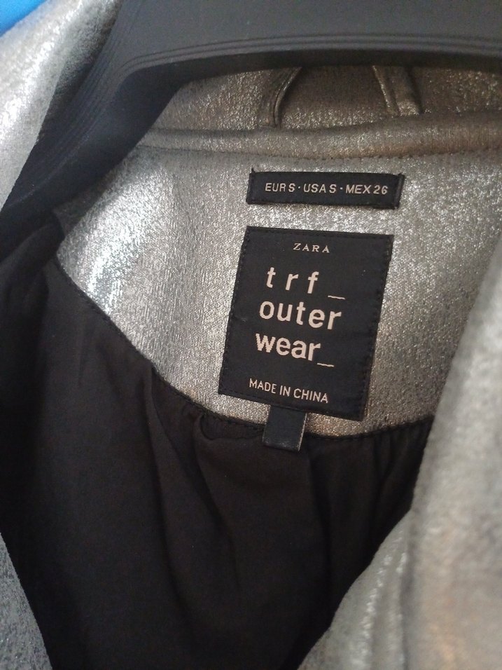 ZARA Metalik Gri Biker Nubuk Ceket Kadın - Görsel 4