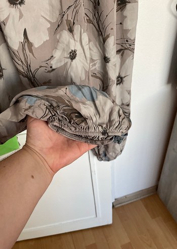42 Beden gri Renk Bohem Gri Çiçekli Salaş Kadın Pantolon