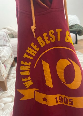 Bordo Erkek Sweatshirt Kapüşonlu Baskılı - Görsel 3