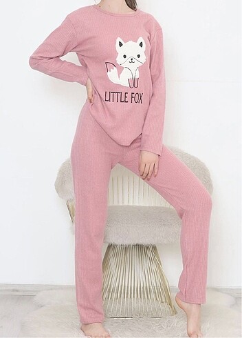 Diğer Nakışlı Fitilli Pijama Takımı