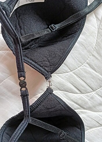 s Beden siyah Renk Zeki triko marka taşlı siyah bikini üstü mayo sütyen