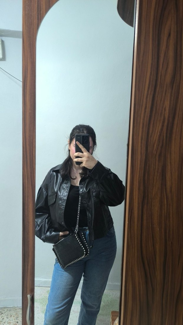 Siyah Midi Deri Kadın Ceket - Görsel 2