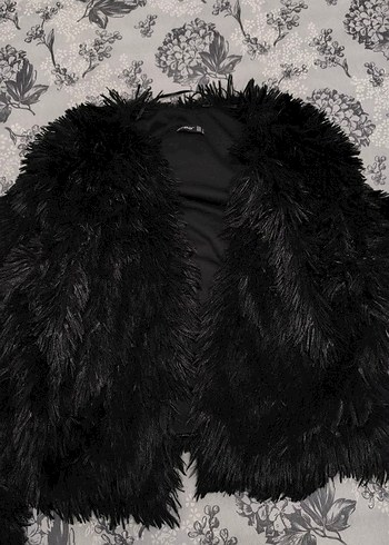 Siyah Kadın Kürk Detaylı Midi Ceket - Görsel 2