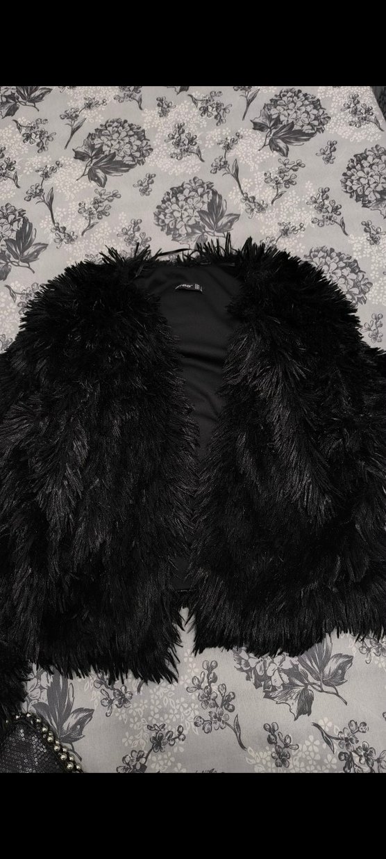 Siyah Kadın Kürk Detaylı Midi Ceket - Görsel 2