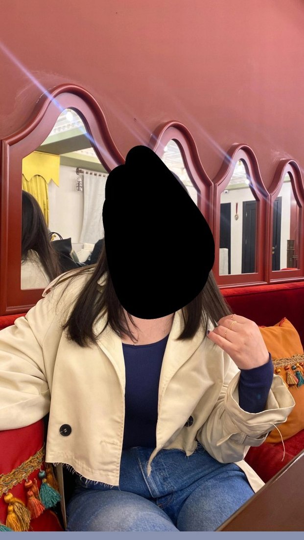 Bej Kısa Kesim Kadın Trençkot son fiyat teklif atmayin - Görsel 2