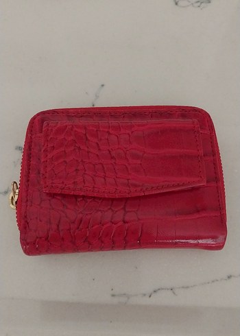 Kırmızı Yılan Desenli Kadın Deri Cüzdan - Görsel 3