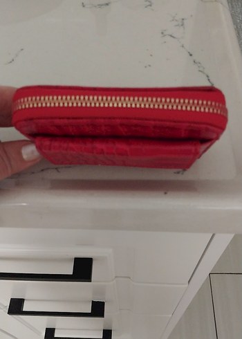 Kırmızı Yılan Desenli Kadın Deri Cüzdan - Görsel 7