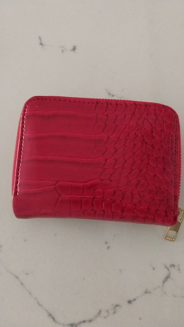 Kırmızı Yılan Desenli Kadın Deri Cüzdan - Görsel 4