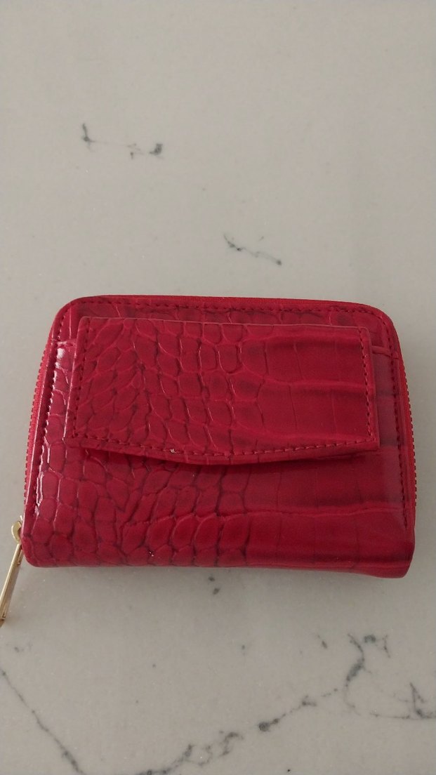 Kırmızı Yılan Desenli Kadın Deri Cüzdan - Görsel 2
