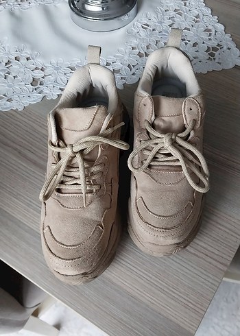 Tonny Black Bej Süet Kadın Spor Ayakkabı - Görsel 4