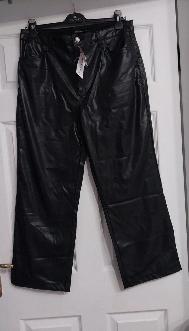 Siyah Deri Kumaş Pantolon - Görsel 4