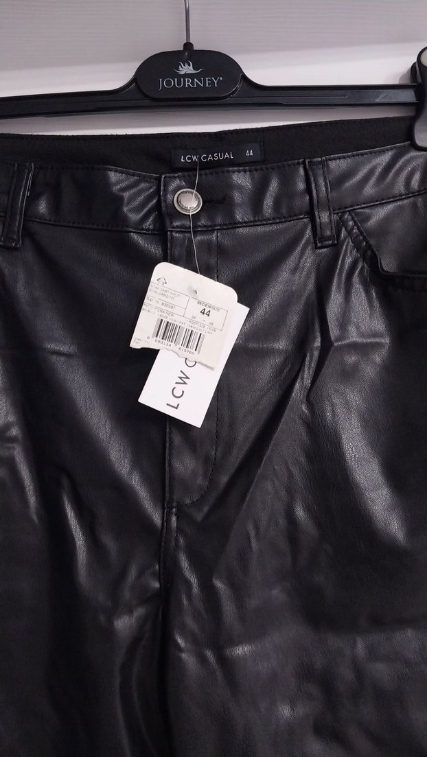 Siyah Deri Kumaş Pantolon - Görsel 5