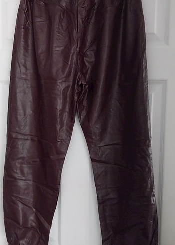 Deri Görünümlü Kadın Rahat Kesim Pantolon - Görsel 3