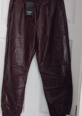 Deri Görünümlü Kadın Rahat Kesim Pantolon - Görsel 2