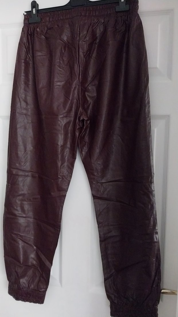 Deri Görünümlü Kadın Rahat Kesim Pantolon - Görsel 3