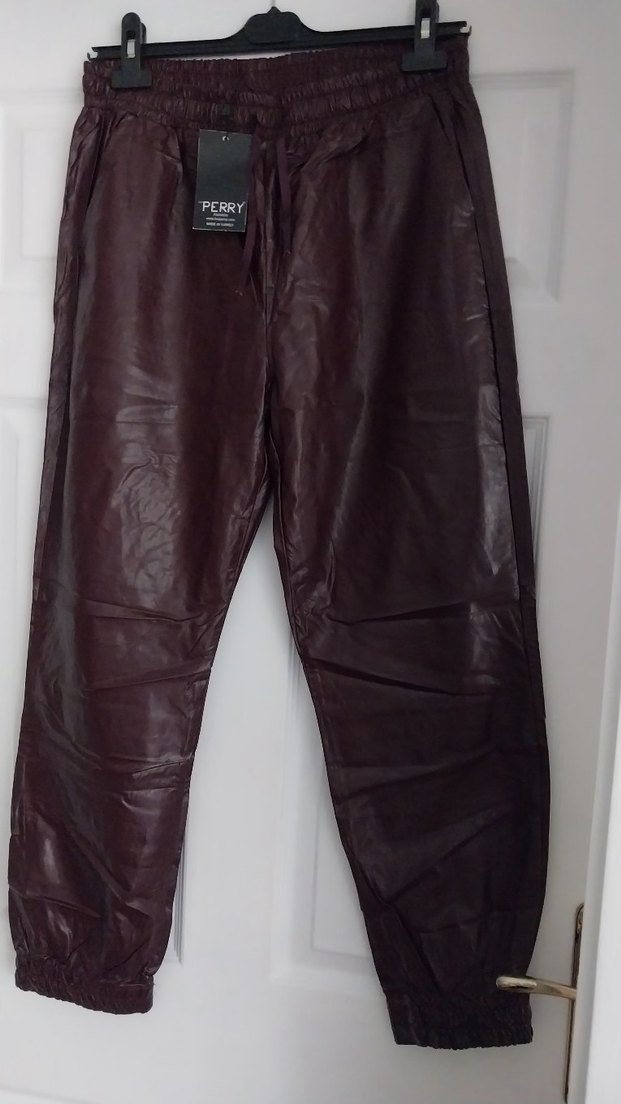 Deri Görünümlü Kadın Rahat Kesim Pantolon - Görsel 2