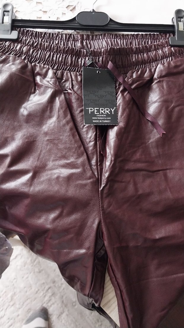 Deri Görünümlü Kadın Rahat Kesim Pantolon - Görsel 5