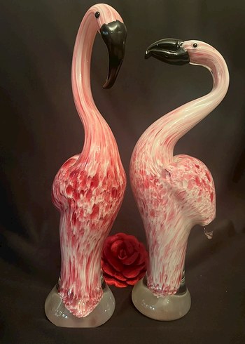 MURANO CAM PEMBE FLAMİGO HEYKELCİK - Görsel 9