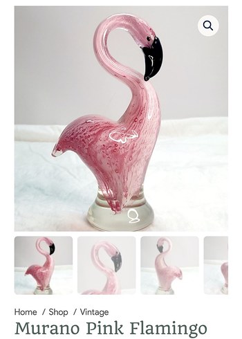 MURANO CAM PEMBE FLAMİGO HEYKELCİK - Görsel 14