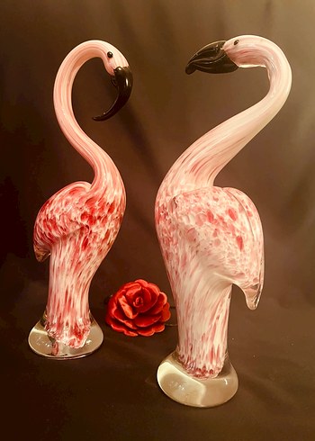 MURANO CAM PEMBE FLAMİGO HEYKELCİK - Görsel 11