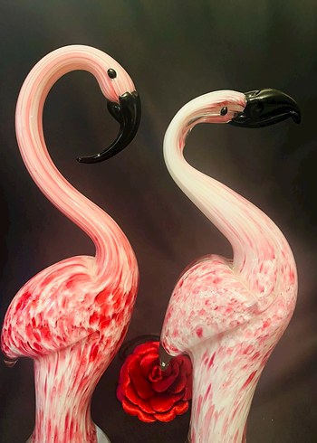 MURANO CAM PEMBE FLAMİGO HEYKELCİK - Görsel 4