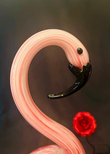 MURANO CAM PEMBE FLAMİGO HEYKELCİK - Görsel 6