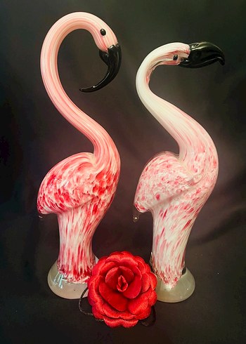 MURANO CAM PEMBE FLAMİGO HEYKELCİK - Görsel 10
