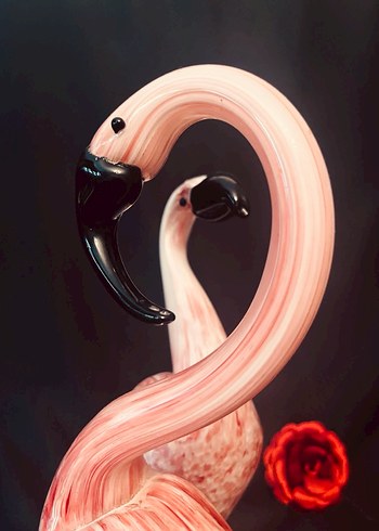 MURANO CAM PEMBE FLAMİGO HEYKELCİK - Görsel 2