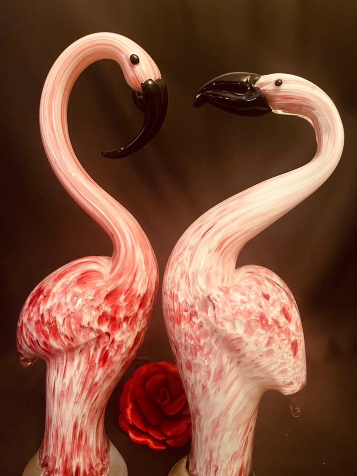 MURANO CAM PEMBE FLAMİGO HEYKELCİK - Görsel 3