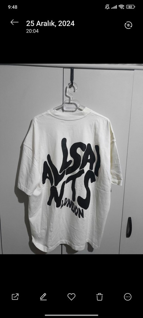 ALLSAİNTS Erkek Beyaz Baskılı Oversize Tişört - Görsel 2