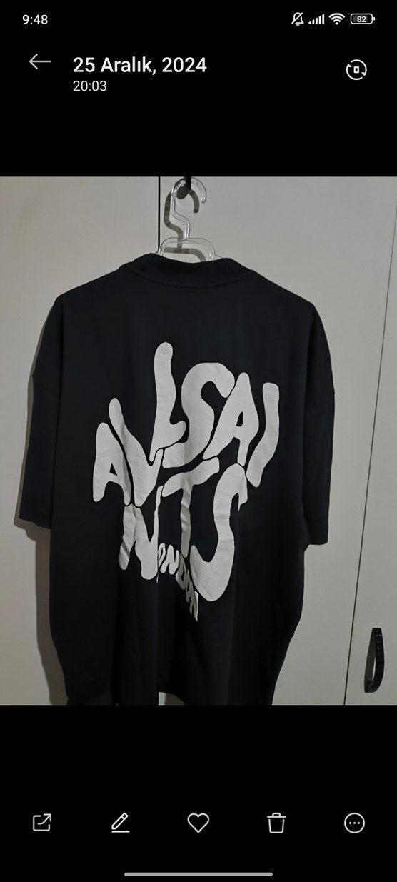 ALL SAİNTS Siyah Oversize Baskılı Erkek Tişört - Görsel 2